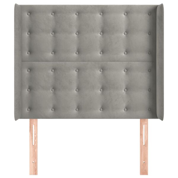 vidaXL Горна табла за легло с уши, светлосива, 83x16x118/128см, кадифе