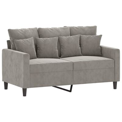 vidaXL 2-местен диван, светлосив, 120 см, кадифе