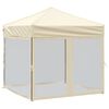 vidaXL Сгъваема парти палатка със странични стени, кремава, 2x2 м