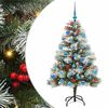 vidaXL С изкуствено коледно дърво Зелен и бял 150 cm