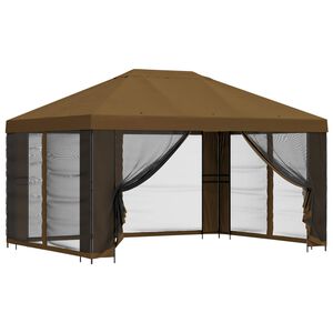 vidaXL Градинска беседка със стени 4 &times; 3 m Таупе Полиестер и стомана