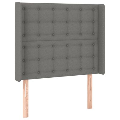 vidaXL LED горна табла за легло, тъмносива, 83x16x118/128 см, плат
