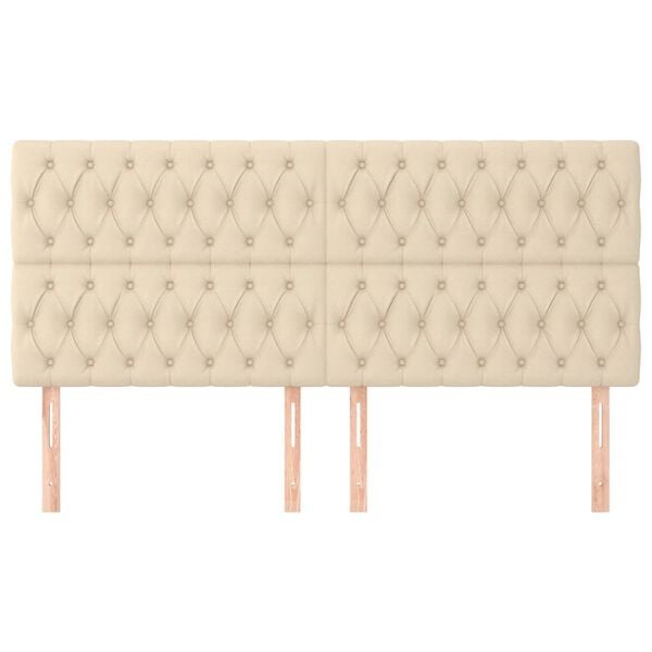 vidaXL Табла за легло, кремава, 180x7x118/128 см, плат