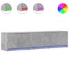 vidaXL ТВ шкаф с LED Бетонно 165 x 34 x 40 см Инженерно дърво
