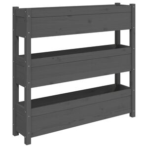 vidaXL Плантер, сив, 112x25x104,5 см, борово дърво масив