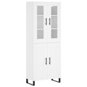 vidaXL Висок шкаф, бял, 69,5x34x180 см, инженерно дърво