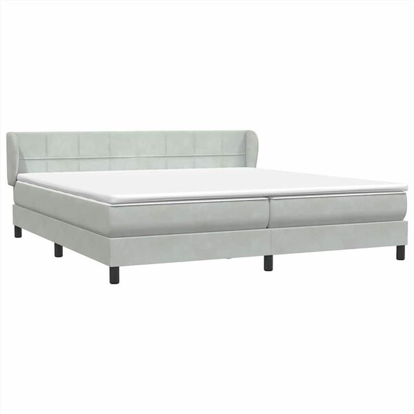 vidaXL Box Spring легло с матраци Светло сиво 180x210 cm кадифе