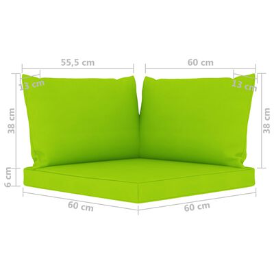 vidaXL Градински лаундж комплект от 5 части с яркозелени възглавници