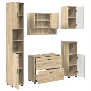 vidaXL Комплект мебели за баня 5 бр. Сонома дъб 35 x 30 x 192 см