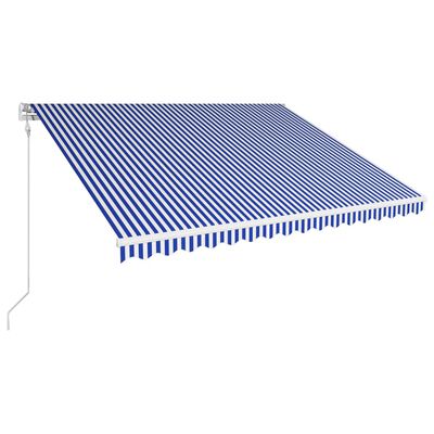 vidaXL Автоматично прибиращ се сенник, 400x300 см, синьо и бяло