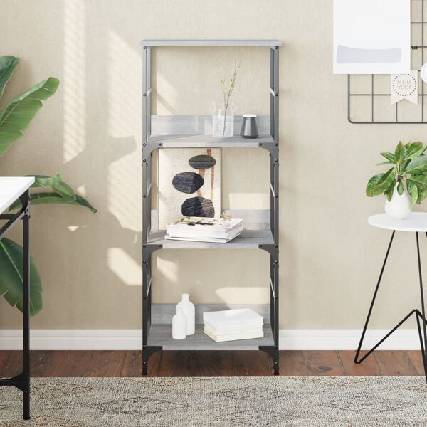 vidaXL Етажерка за книги сив сонома 50x33x117,5 см инженерно дърво