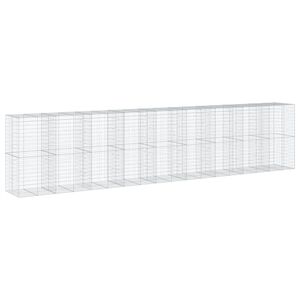 vidaXL Габионна кошница с покритие, 900x100x200 см, поцинковано желязо