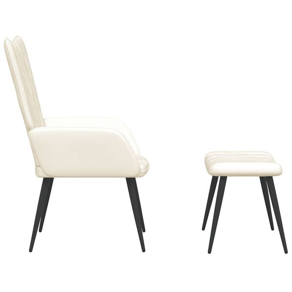 vidaXL Стол за релакс с табуретка, кремавобял, кадифе