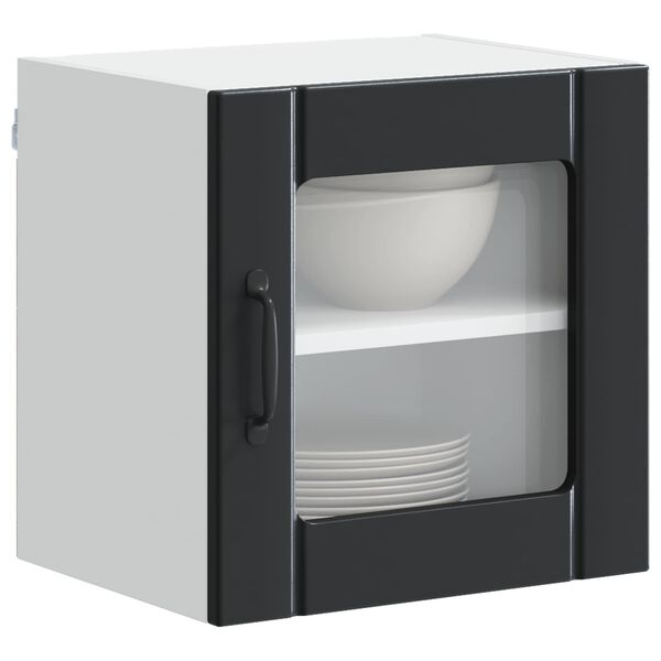 vidaXL Кухненски шкаф 2 pcs Черно 40 x 31 x 40 см Инженерно дърво