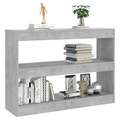 vidaXL Библиотека/разделител за стая, бетонно сива, 100x30x72 см