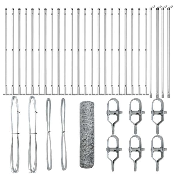 vidaXL Стълб за ограда. Сребрист 50 x 0,5 м (50 мм мрежа) Стомана