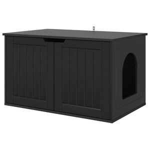 vidaXL Къща за котки Черно 85 x 55 x 50,5 см Инженерна дървесина