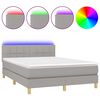 vidaXL Боксспринг легло с матрак и LED, светлосиво, 140x200 см, плат