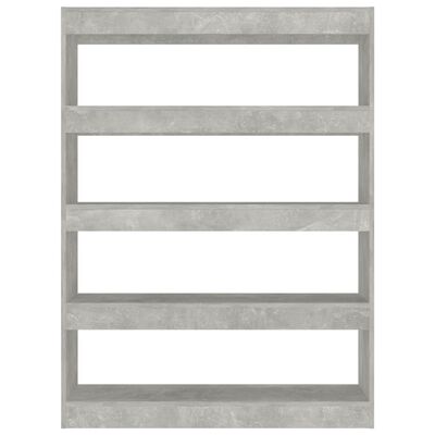 vidaXL Библиотека/разделител за стая, бетонно сива, 100x30x135 см