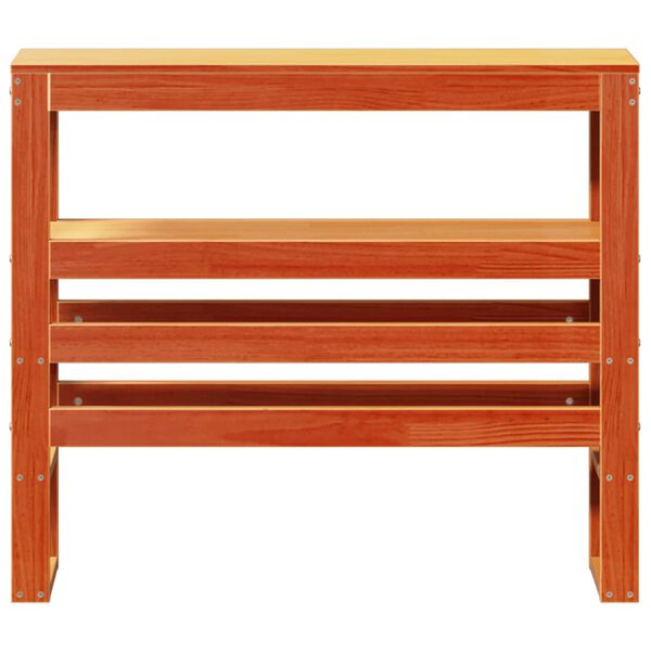 vidaXL Горна табла с рафтове, восъчнокафява, 75 см, масивно дърво бор