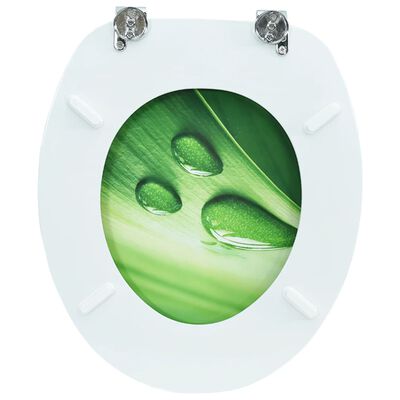 vidaXL WC тоалетна седалка с капак, МДФ, дизайн зелени водни капки