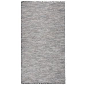 vidaXL Градински плоскотъкан килим, 80x150 см, кафяво и синьо