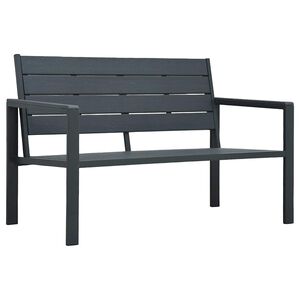 vidaXL Градинска пейка, 120 cм, HDPE, сива, имитация на дърво