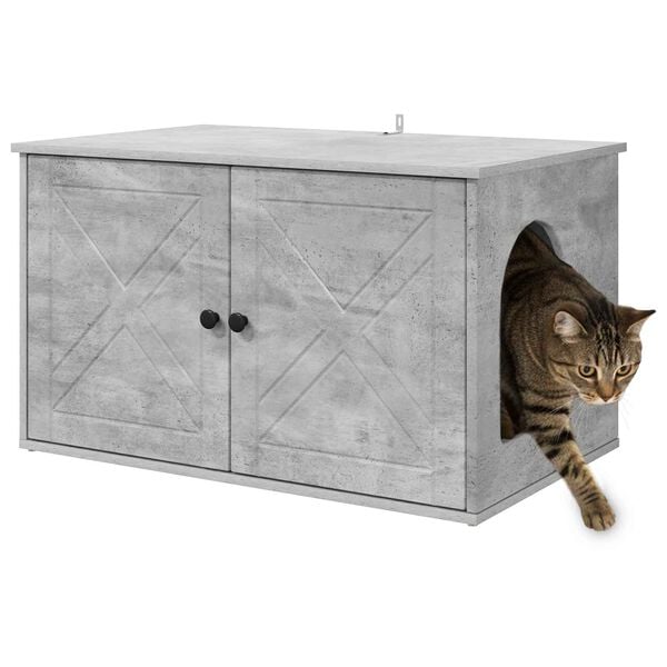 vidaXL Къща за котки Бетон 85 x 55 x 50 см Инженерно дърво