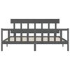 vidaXL Рамка за легло с табла, сива, 200х200 см, масивно дърво