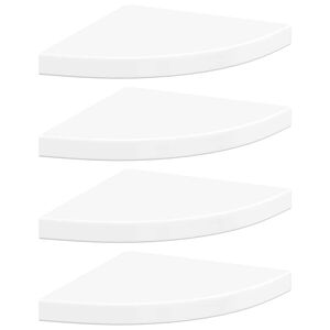 323909 vidaXL Floating Corner Shelves 4 pcs High Gloss White 35x35x3,8 cm MDF