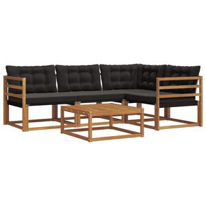 vidaXL Комплект дивани за открито 5 pcs Естествено и черно