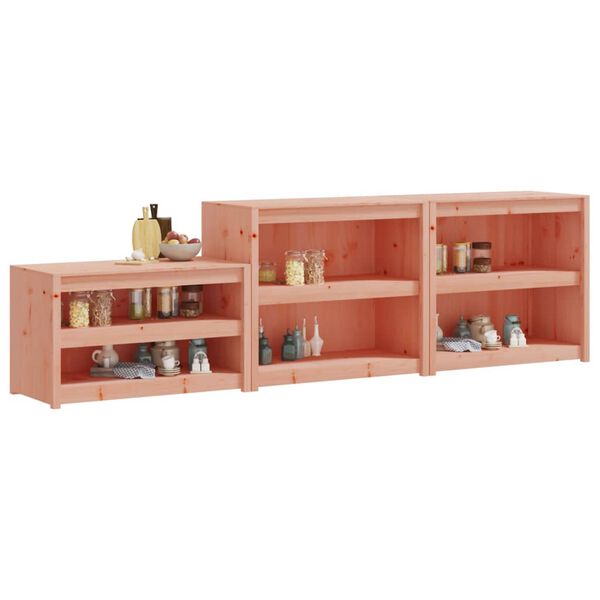 vidaXL Кухненски шкафове за открито, 3 бр, дугласко дърво масив