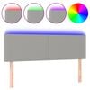 vidaXL LED горна табла за легло, светлосива, 144x5x78/88 см, плат