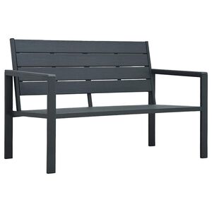 vidaXL Градинска пейка, 120 cм, HDPE, сива, имитация на дърво