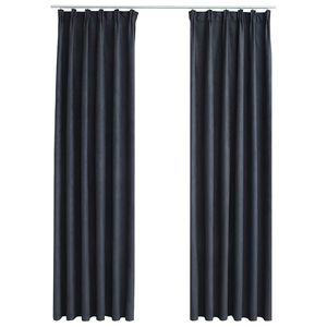 vidaXL Затъмняващи завеси с куки, 2 бр, антрацит, 140x175 см