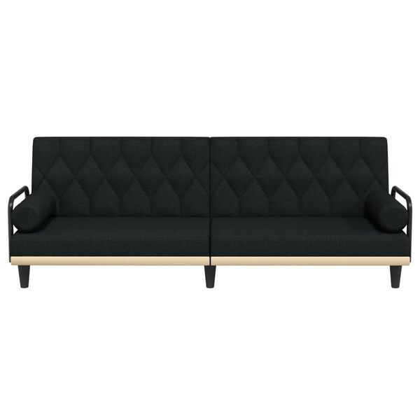 vidaXL Разтегателен диван с подлакътници, черен, плат