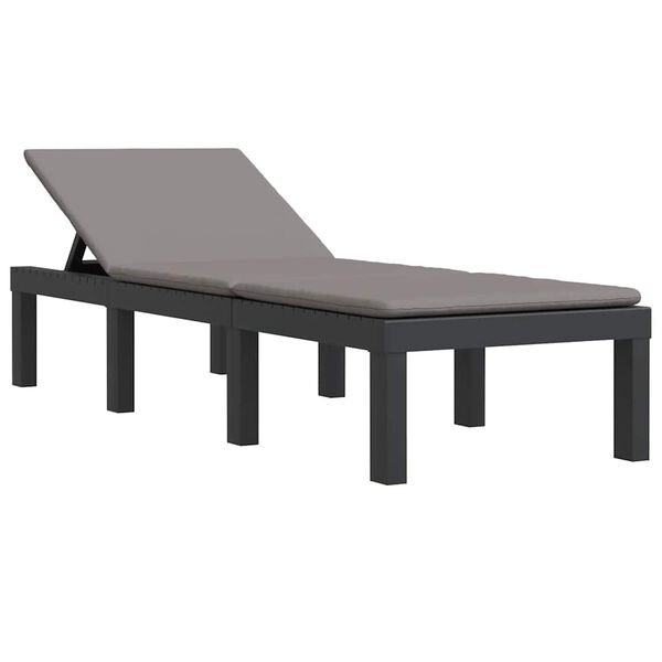 vidaXL Шезлонг с възглавници, антрацит, PP