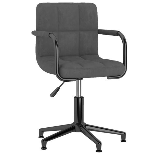 vidaXL Въртящи се трапезни столове, 2 бр, тъмносиви, кадифе