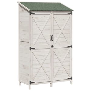 vidaXL Градина постройка Бяло 106 x 56 x 176,5 см Инженерна дървесина