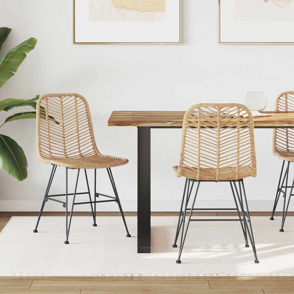 vidaXL Трапезен стол 2 pcs Естествен 44 x 47 x 85 см Раци и желязо