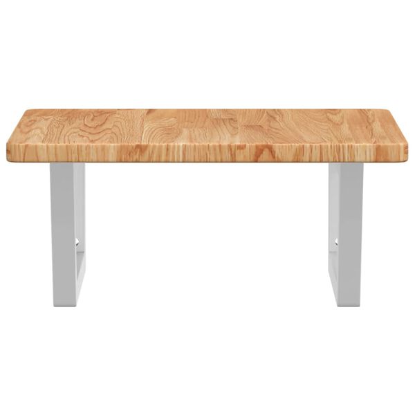 vidaXL Стенен рафт за мивка, стомана и масивно дърво дъб