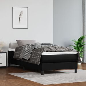 vidaXL Матрак с покет пружини средна твърдост черен 100x200x20 см изкуствена кожа