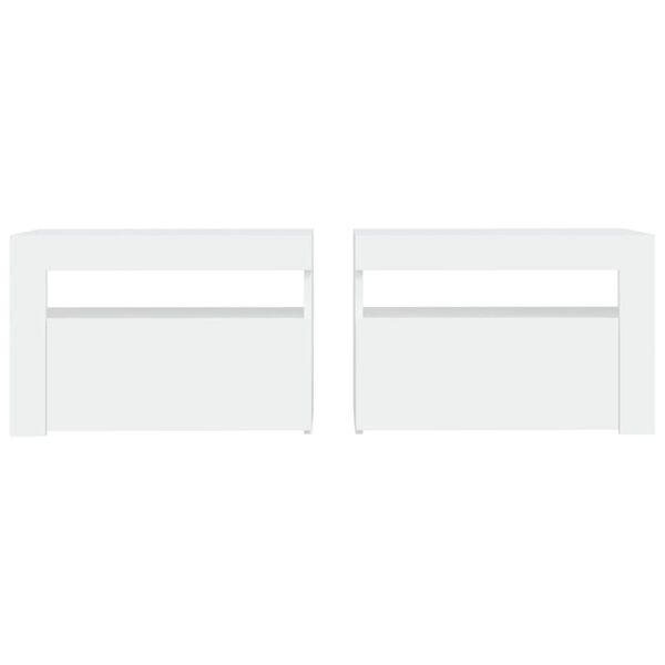 vidaXL Нощни шкафчета, 2 бр, с LED, бели, 60x35x40 см