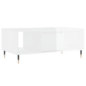 vidaXL Кафе маса, бял гланц, 90x50x36,5 см, инженерно дърво