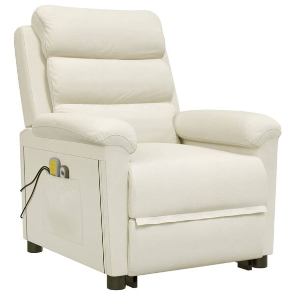 vidaXL Изправящ масажен стол, кремав, кадифе