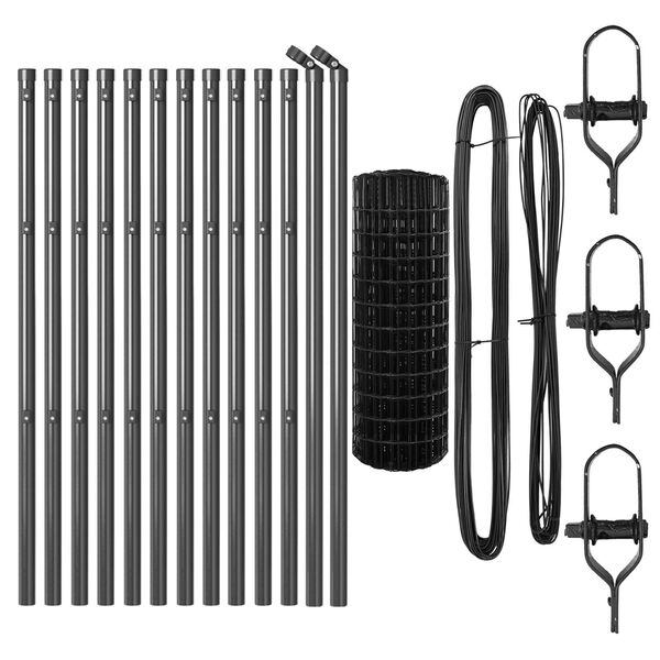 vidaXL Ограда с пост Сив 0,6 x 25 м Стомана и PVC