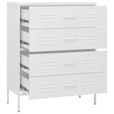 vidaXL Шкаф с чекмеджета, бял, 80х35х101,5 см, стомана
