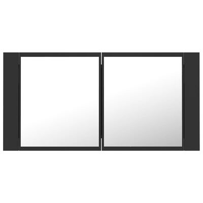 vidaXL Шкаф с LED огледало за баня, сиво, 90x12x45 см, акрил