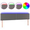 vidaXL LED Горна табла за легло, сива, 180x5x78/88 см, изкуствена кожа