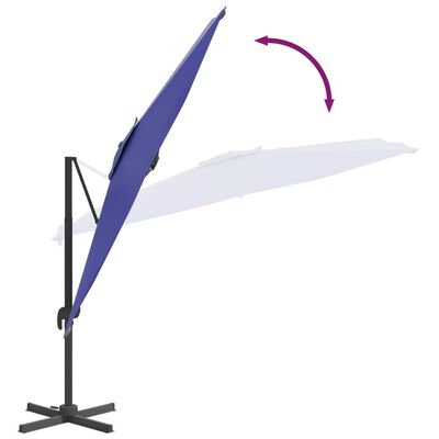vidaXL Конзолен чадър с алуминиев прът, лазурносин, 400x300 см